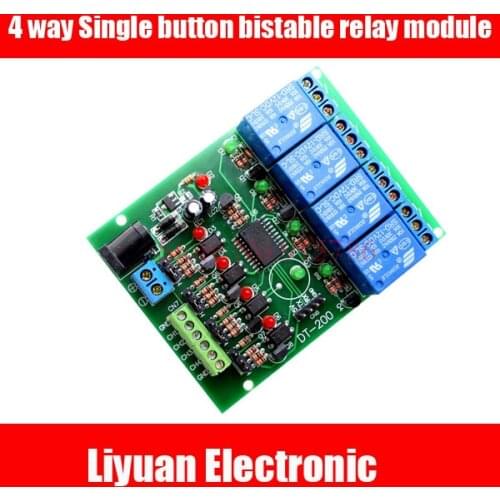 1pcs 4 way Single button bistable relay module 5V 12V 24V Self-locking switch electronic switch STC microcontroller module
