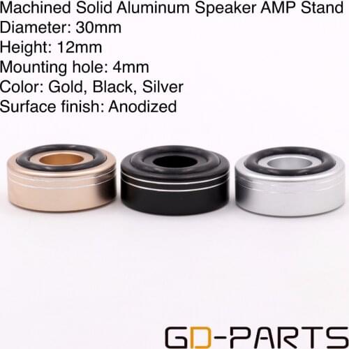 30mm*12mm Machined Full Aluminum Speaker AMP Isolation Foot Spike Floor Base Pad Stand Cone Damp For Hifi Audio CD Radio DAC 1PC