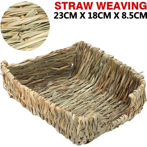 1Pcs Natural Woven Grass Mat Rabbit Grass Mat Nest Cage Hamster Bed Mat Chew Toys For Rabbit Rat Woven Bed Pets Nest