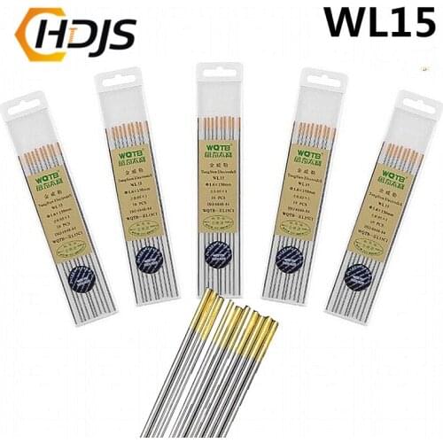 10pcs/ boxs High quality 1.6x150mm WL15 Lanthanated tungsten gold electrode head tungsten needle/welding electrode
