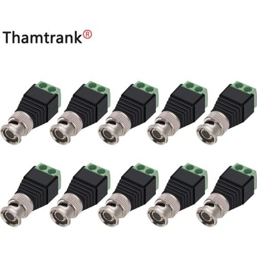 10pcs Mini Coax BNC Connector UTP Video Balun Connector BNC Plug DC Adapter For CCTV Surveillance Camera CCTV system