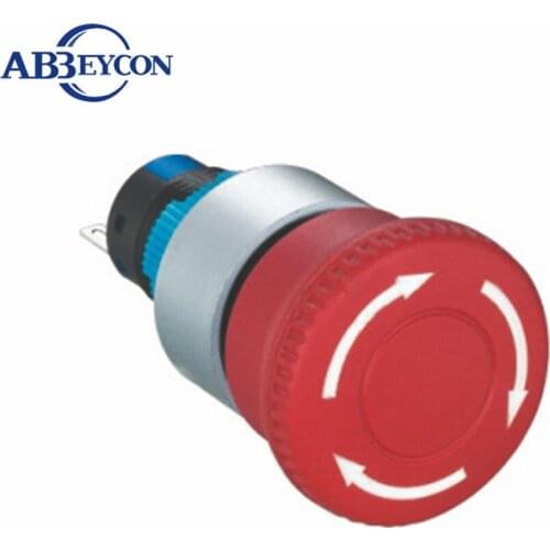 1NO1NC solder terminal plstaic 22mm emergency stop switch mushroom Resetable