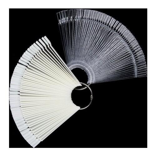 2020 New Hot Fashion Newest Arrival Clear 50 False Display Nail Art Fan Wheel Polish Practice Color Pop Tip Sticks for Party