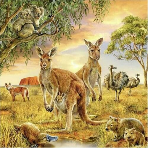 Full square animal diy 5d diamond painting kangaroo tree landscape 3d rhinestone mosaic diamond embroidery sloth sticker gift