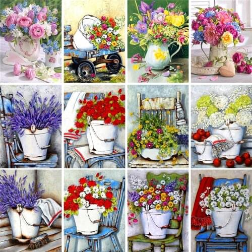5D DIY Diamond Painting Flower Cross Stitch Kit Rhinestone Picture Diamond Embroidery Mosaic Home Decoration Wall Painting Gift