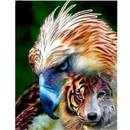 Diamond mosaic sale eagle and wolf pictures 5d diy diamond painting full square round diamond paint kit rhinestones embroidery