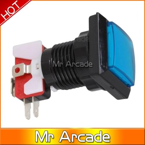 Free shipping Factory price 33mm square game machine push button arcade LED momentary push button illuminated push button Squar