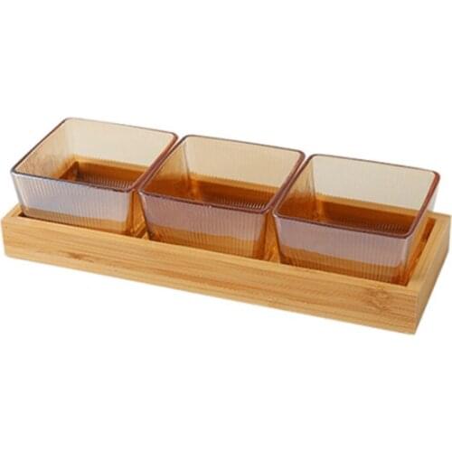 3-Compartment Food Storage Tray Dried Fruit Snack Plate with Fruit Fork Appetizer Serving Platter Party Candy Dish