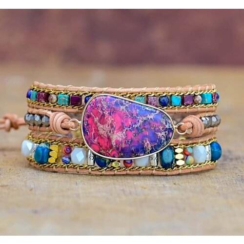 Boho Nautural Mixed Color Emperor Stone Bracelets Irregular Bean Shape Friendship Jewelry Charm Bracelets Dropshipping