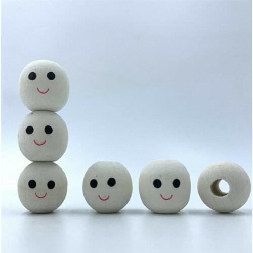 DIY 50pcs Wooden Round Smile Face Wood beads Beaded Spacer For Jewellery making 18mm