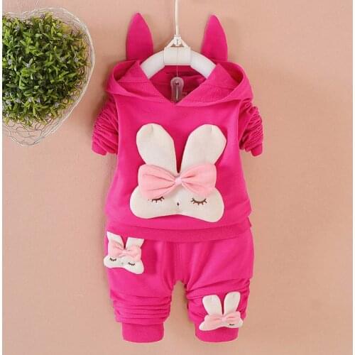 Children Girls clothing Set Autumn Cotton suit baby sets kids outfits Cartoon Rabbit Child long Sleeve Hoodies Spring Clothes