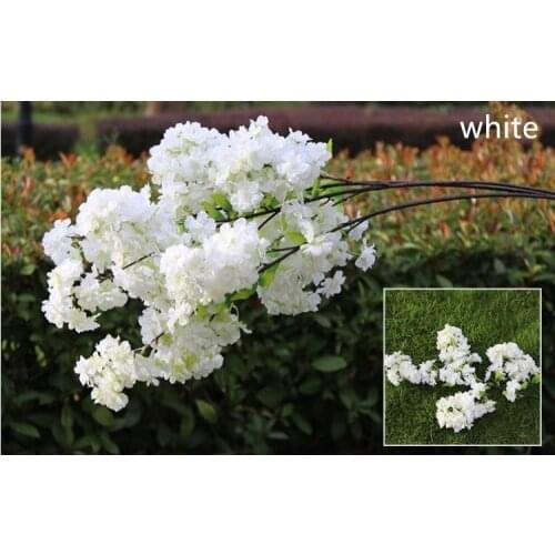 100 CM Long Four Branches Each Bouquet Simulation Cherry Blossom White and Pink color For Home Wedding Party Decoration Supplies