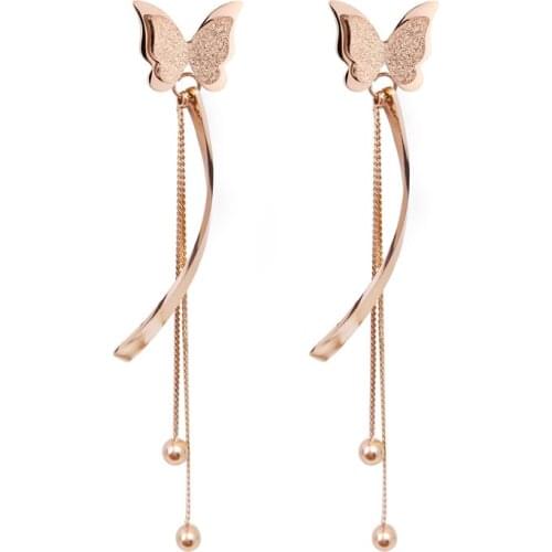 316L Stainless Steel Long Stud Earrings Roman Numerals Five-pointed Stars English Letters Snake Chain Tassel Earrings No Fade