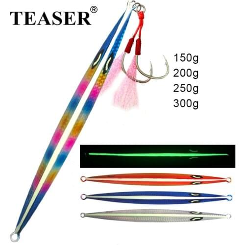 TEASER 150g 200g 250g 300g Long Casting Hard Metal Jig Lure Artificial Saltwater Deepsea Ocean Fishing Lure Verticial Jig Tackle