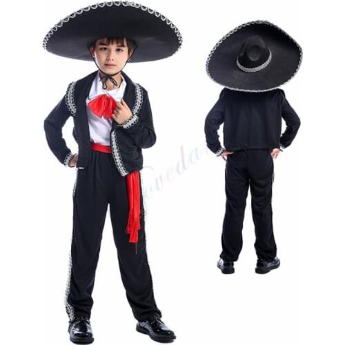 Halloween Mexico Mariachi Amigo Dance Costume For Kids Boys Mexican Party Cosplay Clothing