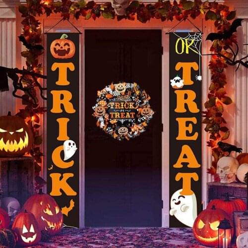 Halloween Hanging Sign Trick Or Treat Banner For Home Office Porch Front Door Display Decorations
