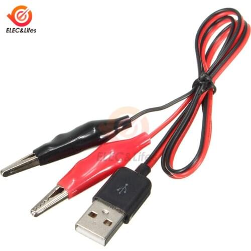 60CM Alligator Test Cilp To USB Male Connector Adapter Crocodile Test Clamp Clip Power Cable
