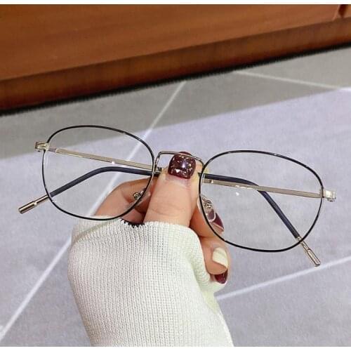Classic Pilot Glasses Frame Clear Optical Eyeglasses Transparent Lens Metal Big Eyewear Unisex Fashion Brand Design Spectacle
