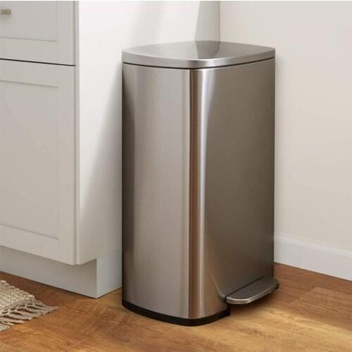 Stainless Steel Step Trash Can, 30L/50L Trash Bin Home - Silent and Gentle Open and Close