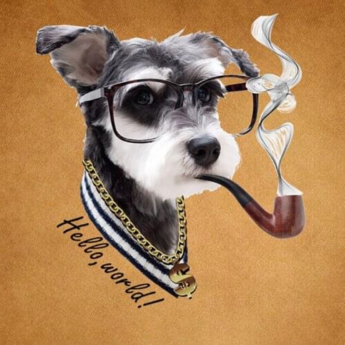 Handsome Smoking Dogs Patches For Kids Boys Clothing Diy Easy Use Parches Washable Appliqued Custom Heat Transfer Vinyl Stickers