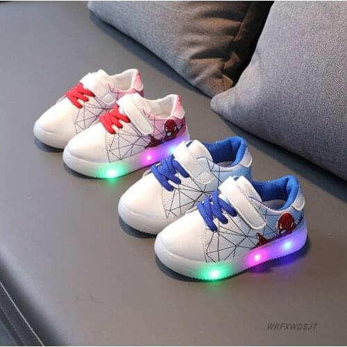 Newest Spiderman Kids Boys Sports Sneakers Children Glowing Kids Shoe Chaussure Enfant Girls Shoe With LED light Size 21-30