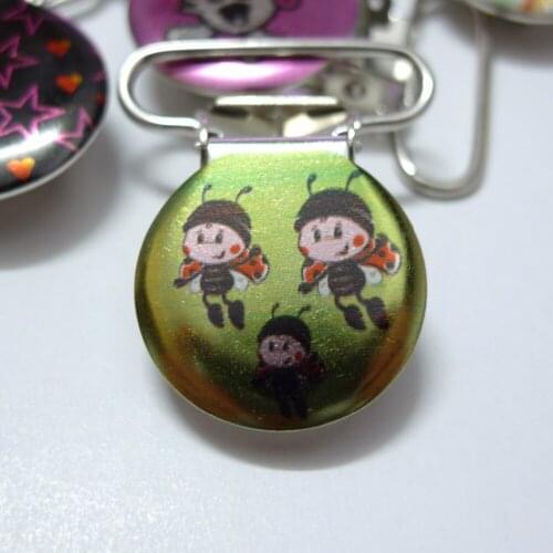 25pcs 1'' 25mm Custom Logo Cartoon Flying Bees Round Suspender Clips