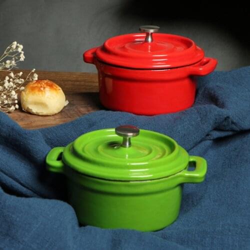 Qianle Ou small soup pot stew pot 10cm 12cm 14cm baby food Mini pot household kitchen cast iron pot