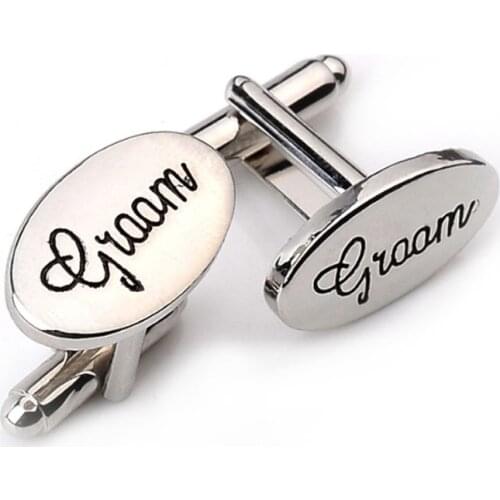 Fashion Oval Wedding Cufflinks For Men Luxury Groom/Best Man/Best Friend Silver Color French Shirt Cuff Links High Quality