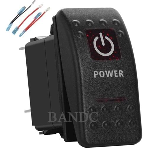 POWER Pattern Rocker Switch 5 Pins on-off SPST Dual Red Led for Car Boat RV Truck Vehicles,Waterproof,12V 24V, Jumper Wires
