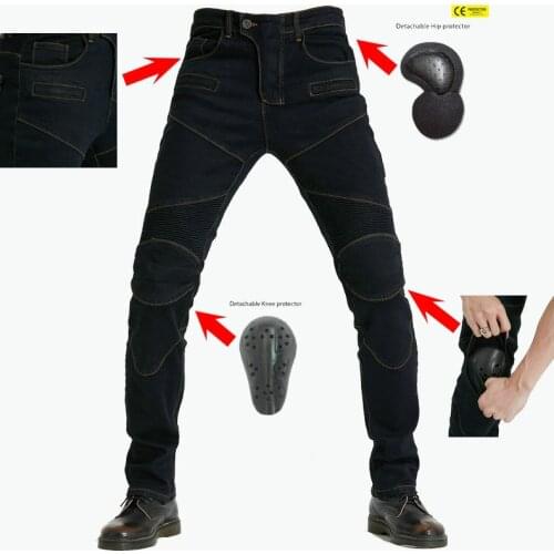 Motorcycle Sports Slim Elasticity Locomotive Drop-resistant Pants With Protective Gear Riding Jeans