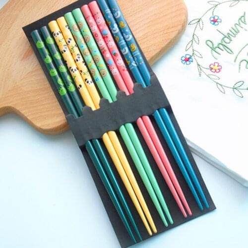 Cartoons Chopsticks Boutique Lovely Animal Bamboo Wood Fruit Series Eco-friendly Sushi Food Chop Sticks Japanese Kitchen