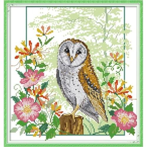 Owl 7 cross stitch kit aida 14ct 11ct count print canvas cross stitches needlework embroidery DIY handmade