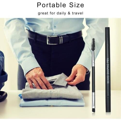 Beard Shaping Tool Set Beard Filler Pen Double-ended Brush Male Mustache Shape Repair Waterproof Beard Shaper Kit for Man