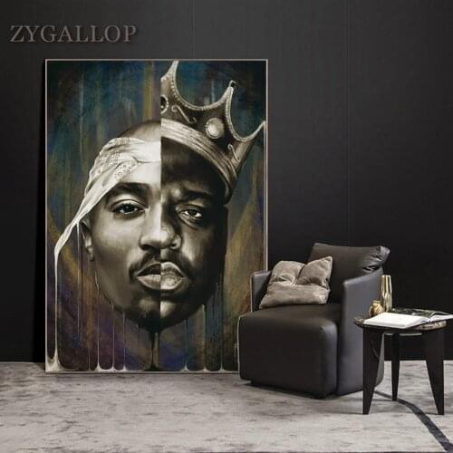 Tupac Shakur Wall Art Poster The B.I.G Biggie Smalls 2PAC Print Canvas Painting Hip Hop Rapper King Wall Pictures For Home Decor