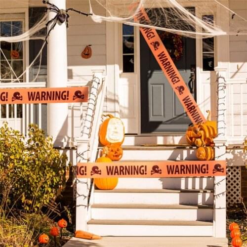 NEW 2PC Halloween Props Window Prop Warning line Plastic Skull Head Warning Tape Signs Halloween Decoration Witch Balloons lot