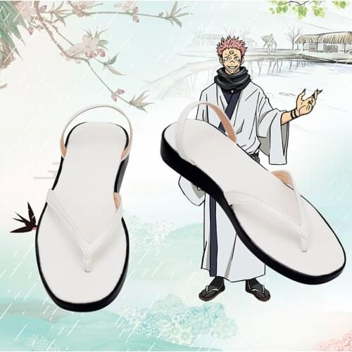 Jujutsu Kaisen Ryomen Sukuna Cosplay Shoes Sukuna White Sandals Slippers Cosplay Custom Made