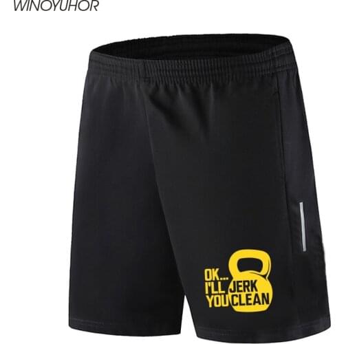 Ok I'll Jerk You Clean Print Short Mens Fitness Bodybuilding Shorts Man Summer Casual Male Breathable Quick Dry Sportswear