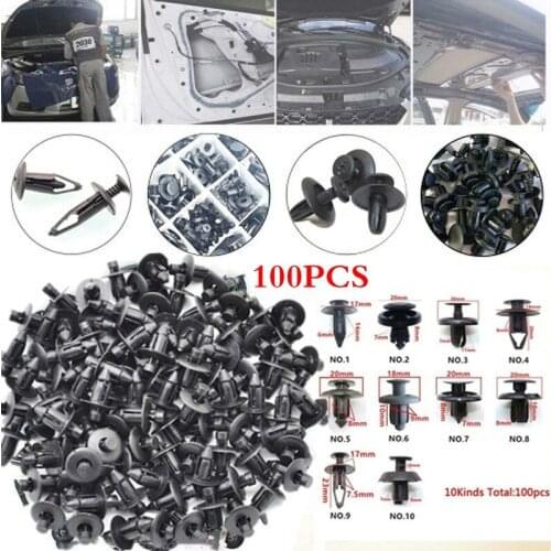 MIKKUPPA 100x Plastic Screw Rivet Clip Fastener Set For Car Trunk Bumper Fender