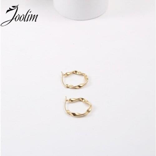 Tarnish Free PVD Gold Finish French Wave Torsion Wire Earring Stainless Steel Tarnish Free Gold Jewelry Wholesale