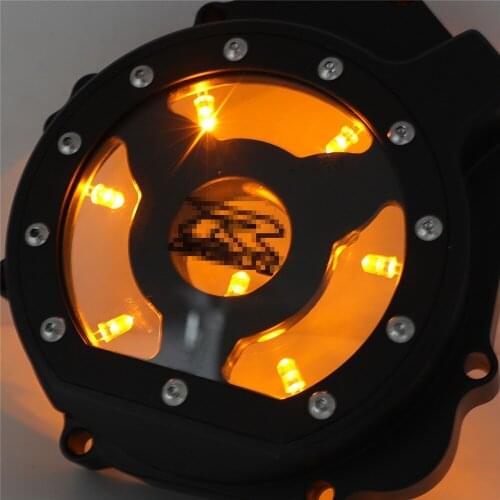 See Through LED Engine Stator Cover For Suzuki 2005-2008 Gsxr 1000 w/ Gasket Aftermarket Free Shipping Motorcycle Parts Yellow