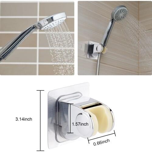 Self-adhesive Adjustable Shower Head Holder Handheld Drill-free Showerhead Rack Punch-free Chrome Bathroom Wall Mount Bracket