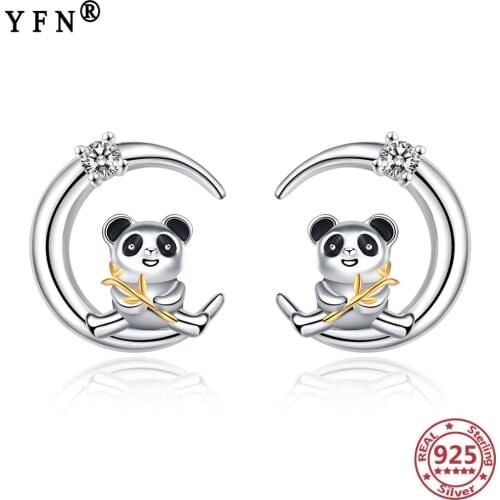 YFN Silver 925 Jewelry Panda Stud Earring Cute Animal Jewelry 925 Sterling Silver Earring Jewelry Gift Girls Gift Woman Jewelry
