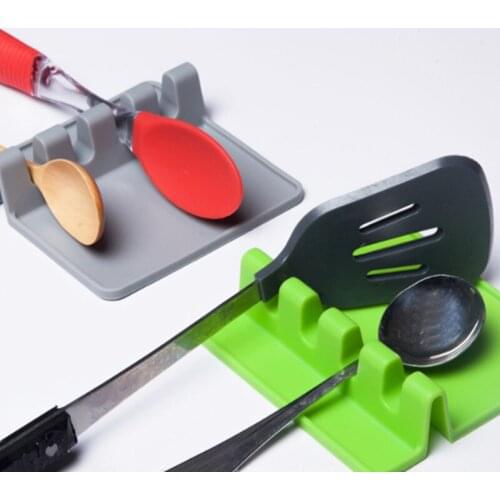 Silicone Spoon Holder Stand Heat Resistant Spatula Kitchen Accessories Organizer Spoon Rest Lid Pot Holder