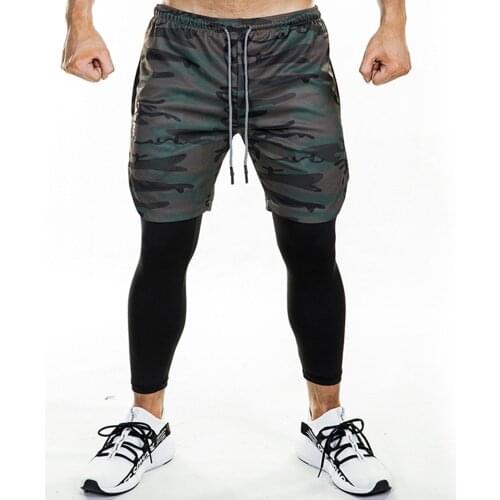 Running Sweatpants Mens Shorts and Leggings 2 in 1 Sportswear Gym Fitness Sport Pants Legging Crossfit Jogger Workout Clothing