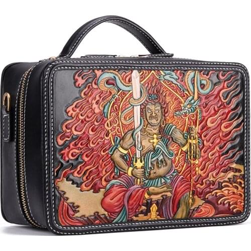 Personal Tailor Master Works Handmade Men Vegetable Tanned Leather Carvings Acalanatha Bag Clutch Purse Women Clutches Flap