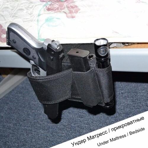 Universal Tactical Under Mattress Bed Handgun Pistol Holster Concealed Car Seat Gun Holster Flashlight Holder Magazine Pouch