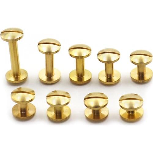 10pcs Pure Copper Screw Belt Nail Buckle Head Screw Rivet Handmade DIY Leather Bag Screw Business Card Holder Screw Luggage Belt
