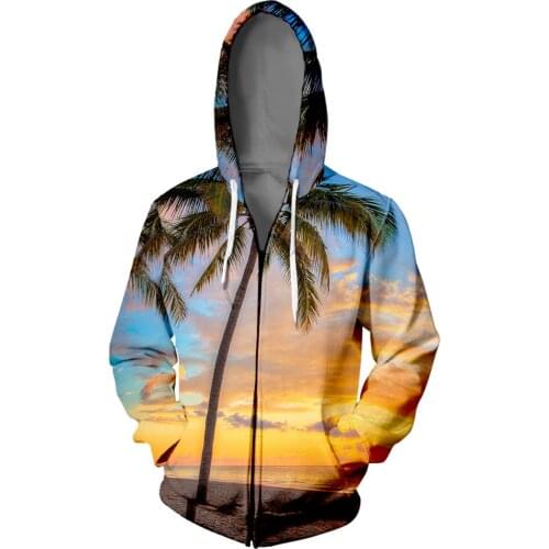 WAMNI Natural Scenery Zipper Hoodie Hip Hop Print Woman 3D Seascape Casual Harajuku Hooded Zipper Sweatshirt