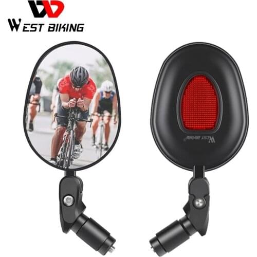 WEST BIKING Bicycle Rear View Mirror Bike Cycling Wide Range Back Sight Rearview Reflector Adjustable Handlebar Angles Mirror
