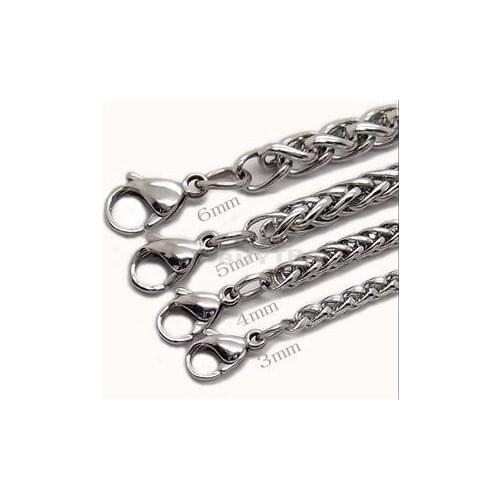 Stainless Steel Jewelry Braided Link Wheat Chain Necklace Women Punk Rock Biker Gift Men Necklace